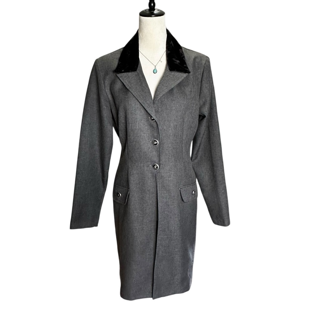 Vintage Ultra Dress New York Gray Blazer Velvet Collar 10 | Academia Office Chic
